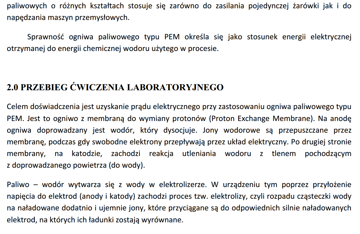 Instrukcja System ogniw paliwowych typu PEM, opr.