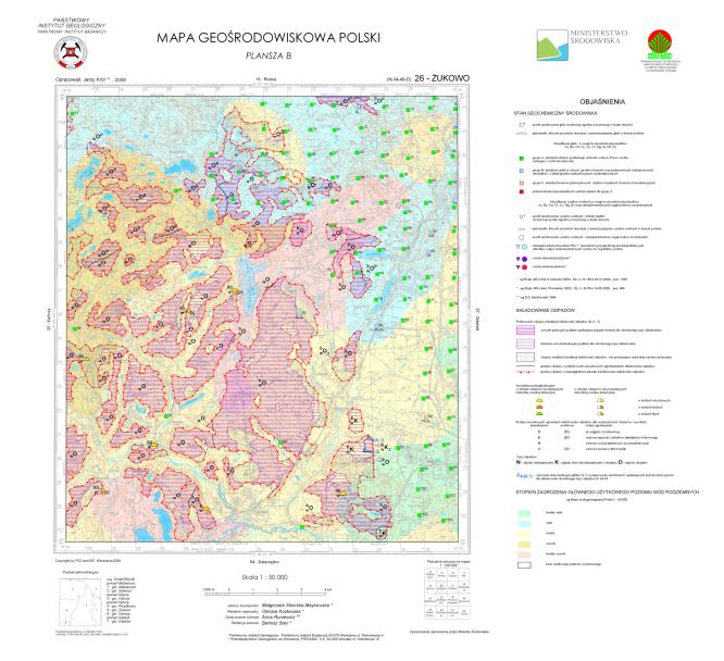 Mapa Geośrodowiskowa Polski (MGśP) MGśP przedstawia w formie kartograficznej (dwie plansze: A i B) stan i zasoby środowiska naturalnego, a jednocześnie stanowi cyfrową bazę danych o środowisku.