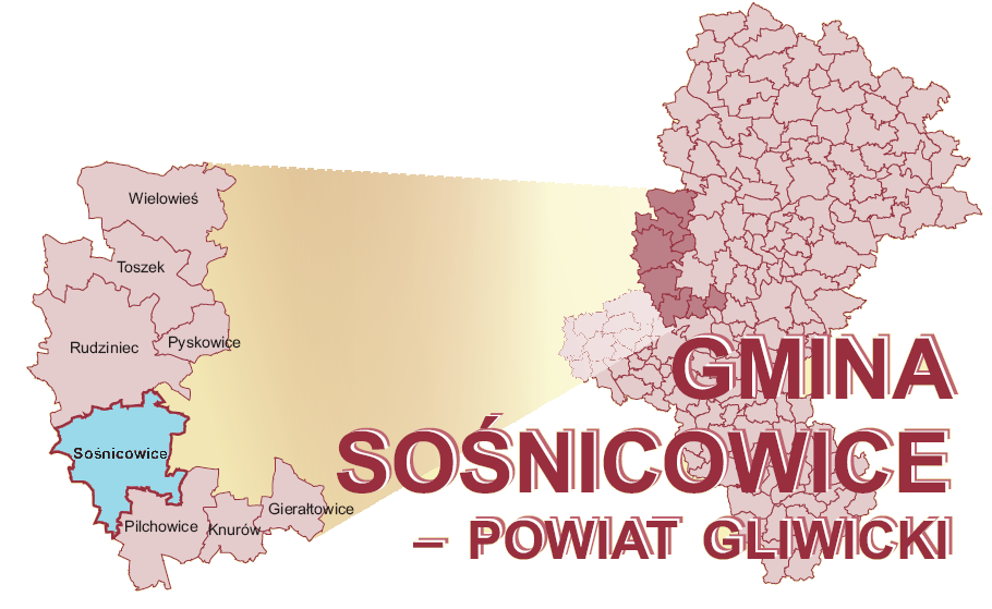 3. LOKALIZACJA PROGRAMU. CHARAKTERYSTYKA GMINY Gmina Sośnicowice to miejsko - wiejska gmina położona jest w zachodniej części województwa śląskiego, na terenie powiatu gliwickiego.