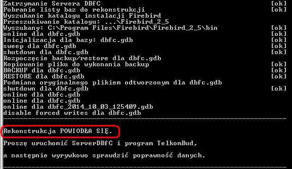 Po wybraniu opcji rekonstruowania pojawi się okno komunikatu i pytanie, czy rekonstrukcja ma zostać wykonana.