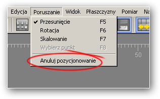 13.5. Wyłączanie pozycjonowania modelu Do wyłączenia pozycjonowania