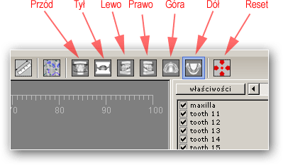 6.5. Korzystanie z widoków predefiniowanych Program udostępnia sześć tzw. widoków predefiniowanych. Umożliwiają one szybkie obrócenie modelu, tak aby widoczny był on z żądanej strony, tj.