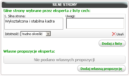 - 83 - Po wybraniu odpowiedniej cechy zostanie ona zamieszczona w odpowiedniej części formularza: Rys. 3.13.