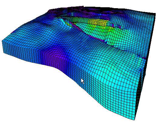 Grid 3D (źródło: elektroniczna pomoc programu Petrel 2007) Symulacja procesów złoŝowych i
