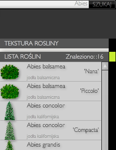 Rys. 11 Baza - informacje o roślinie oraz moduł wyszukiwania WYSZUKIWANIE Aby wyszukać daną roślinę w bazie należy w pole wyszukiwania wpisać nazwę łacińską szukanej rośliny z wielkiej
