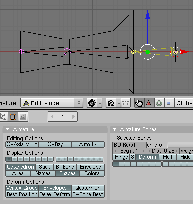 Tworzenie szkieletu modelu 3D krok 3 Utworzone kości należy odpowiednio nazwać, tak aby później było wiadomo jak nazwać grupy wierzchołków modelu 3D. Każdą z grup będzie zarządzała odpowiednia kość.