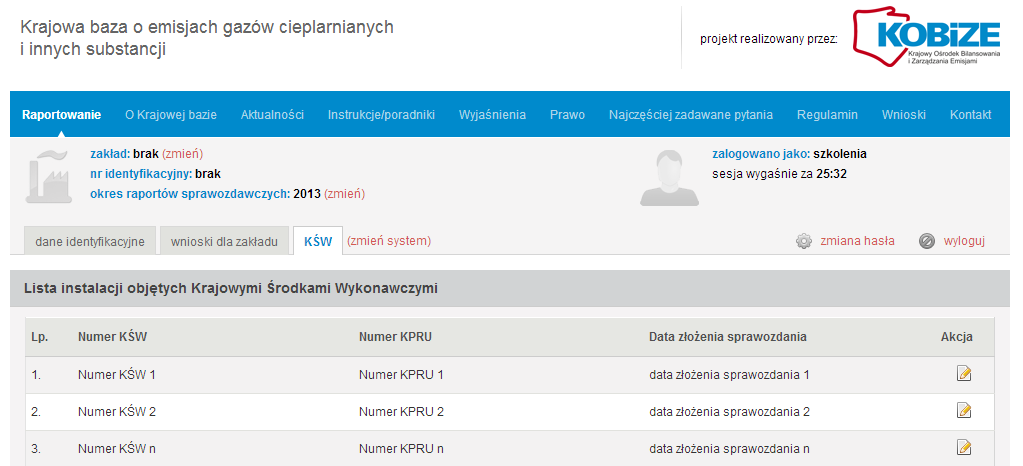 Poradnik dotyczący sporządzenia sprawozdania o zmianach w instalacji 3.6 Wybór instalacji w ramach zakładu W ramach jednego zakładu Krajowymi Środkami Wykonawczymi może być objętych kilka instalacji.