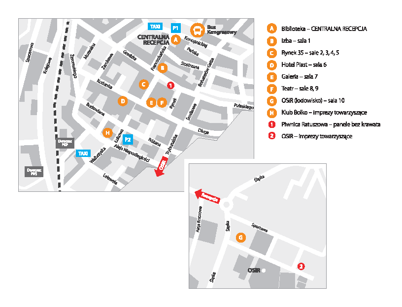 OSIR (G) - HOTELE 00:00 MAPA KONGRESU ODLEGŁOŚCI Wszystkie lokalizacje kongresowe są zlokalizowane w okolicach Rynku i oddalone od siebie nie dalej niż o kilka minut spacerem.