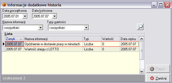 20.12 Import <=> eksport historia W menu Narzędzia/ Import <=> eksport historia znajduje się opcja wyświetlająca historię importów i eksportów dokonywanych w systemie przez użytkownika.