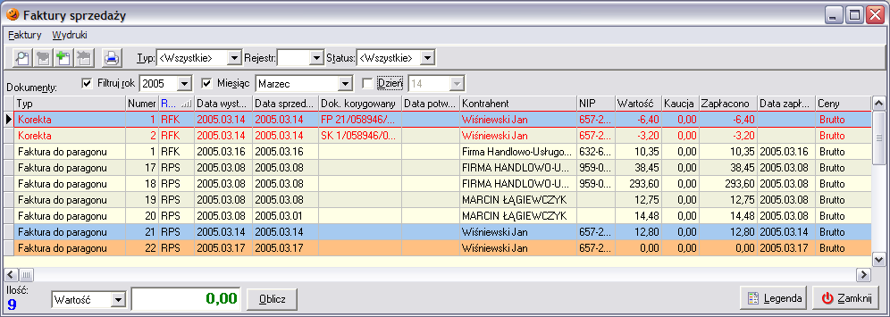 W momencie przyjmowania zwrotów nie są drukowane żadne dokumenty. Zwrot nie powoduje również zmniejszenia wartości sprzedaży zarejestrowanej na drukarce fiskalnej.