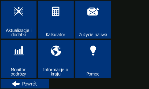 Menu Więcej Menu Więcej udostępnia różne funkcje i dodatkowe aplikacje. W menu Nawigacja naciśnij.