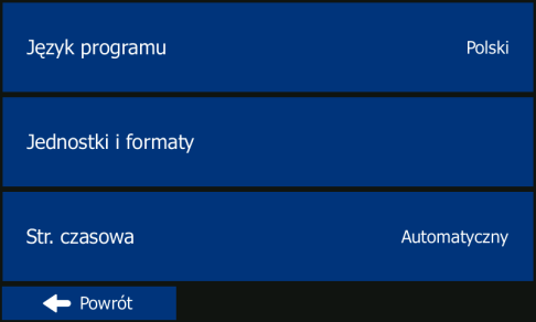 Menu Ustawienia W menu Nawigacja naciśnij.