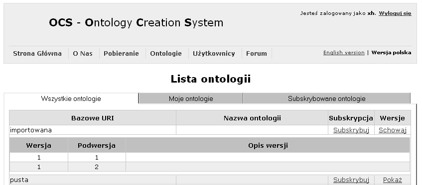 106 DODATEK A. INSTRUKCJA OBSŁUGI SYSTEMU Rysunek A.4: Pobieranie edytora ontologicznego. ekspertami w stosunku do dziedziny modelowanej przez daną ontologię.