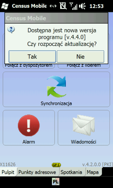 W pierwszej kolejności należy wykonad próbę aktualizacji standardowej, następnie w przypadku niepowodzenia aktualizacji awaryjnej poprzez pobranie pliku przez przeglądarkę internetową na urządzeniu