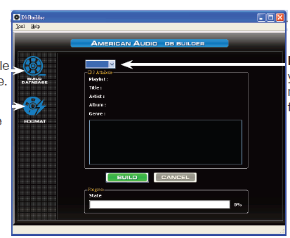 DATABASE BUILDER (ciąg dalszy) Krok 3: Kliknij Install Krok 4: Instalacja w toku Program Database Builder przeskanuje dysk USB i stworzy bazę danych o plikach umożliwiając ich umieszczanie w