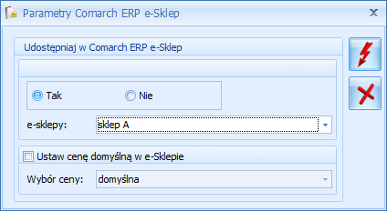 Rys. Zmiana parametrów Comarch ERP e-sklep Skasowanie kontrahenta jest możliwe pod warunkiem, że nie został on udostępniony w e-sklep, jeżeli taka sytuacja miała miejsce, należy najpierw odznaczyć