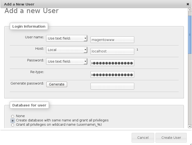 10. Wybierz przycisk Create User. 11. Przejdź do konsoli: Akcesoria LXTerminal.