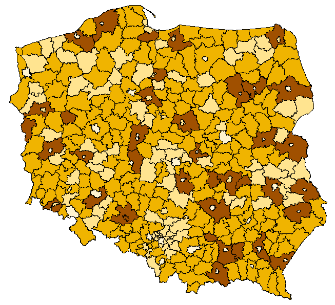 Mapa 1. Liczba mieszkańców na 1 podmiot ambulatoryjnej opieki zdrowotnej według powiatów Mapa 2.