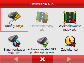 Ustawienia Jeśli posiadasz odbiornik TMC, wybierz przycisk TMC. Jeśli nie, wybierz OK. Wybierz, aby powrócić do Ustawień GPS. Możesz skonfigurować tutaj, jak będzie wyświetlana Twoja podróż na mapie.