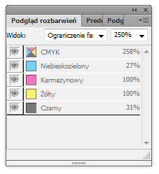wartość ustala drukarnia Podgląd zbyt nasyconych