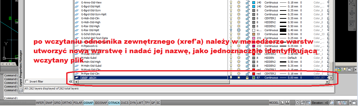 Szerokość linii odnośnika powinna być ustawiona np. na 0,00 0,05 mm.