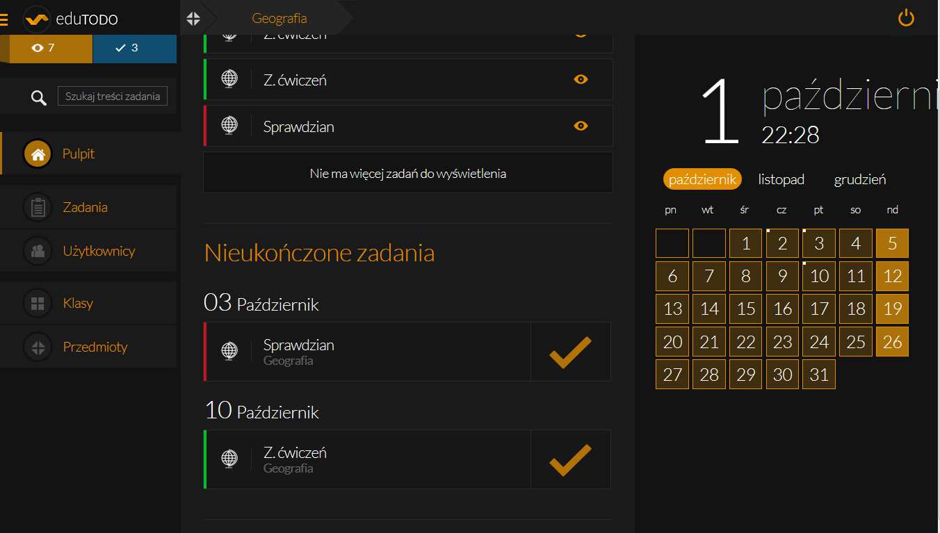 Rysunek 23 Ekran zadań przedmiotu 4.