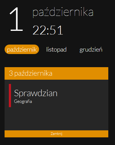 Jeżeli w danym dniu będą kończyły się jakieś zadania, zostaną one wyświetlone. Kliknięcie któregokolwiek z nich spowoduje otwarcie ekranu danego zadania.