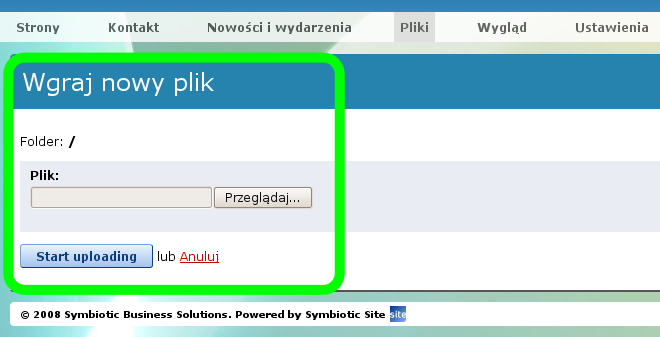 6. Moduł Pliki Moduł Pliki obsługuje pliki każdego typu, zarówno obrazki (np. jpg, png) jak i dokumenty (np. Microsoft Word doc, Adobe Acrobat Reader pdf). Dzięki niemu można: 1.