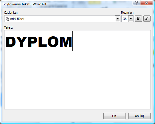 II. Dokument programu Word 97-2003 Jeżeli dokument tworzony w programie Word 2010 zapiszemy jako dokument zgodny z wcześniejszą wersją programu (97-2003), wstawianie obiektu WordArt przebiega