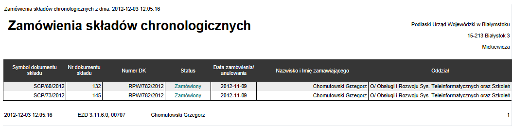 Pracownik Kancelarii ogólnej przygotowuje zamówienie do odbioru. W tym celu z poziomu strony głównej wejść w zakładkę i wybrać opcję.