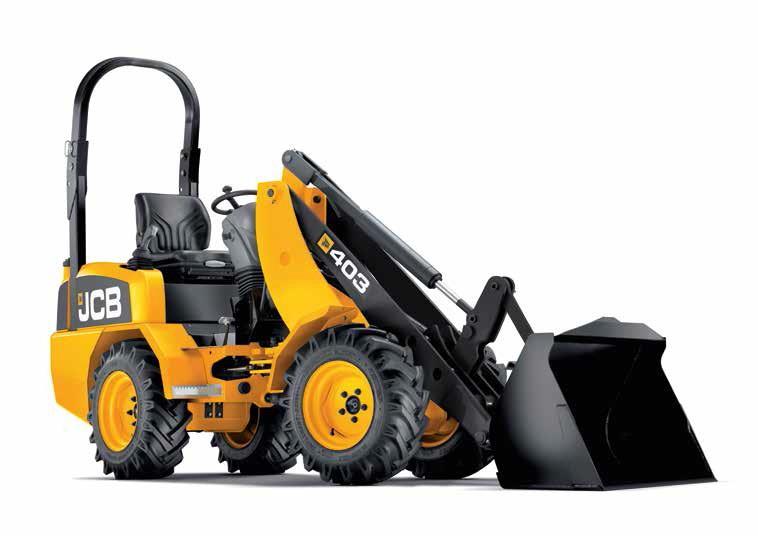 Ładowarka kołowa 403 Agri 1. Ruchliwa JCB 403 Agri jest maszyną kompaktową, zwrotną i wszechstronną, osiągającą prędkość maksymalną 15 km/godz. 1 3. Wymiary pozwalają na wjazd w każdy kąt.