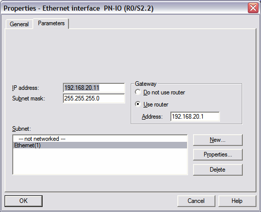 sterownika (właściwości sieci Ethernetowego portu