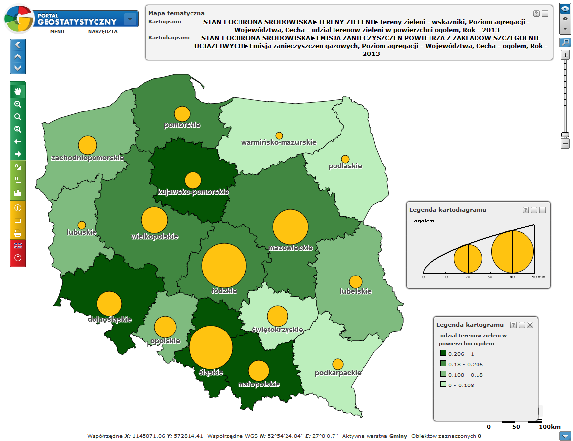 PORTAL GEOSTATYSTYCZNY Nowoczesne narzędzie do kartograficznej prezentacji danych Wizualizacja: wyników ostatnich spisów powszechnych (PSR 2010 oraz NSP 2011) danych z BDL Metody prezentacji