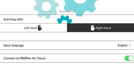 3. Szybka konfiguracja urządzenia IRISPen TM Po uruchomieniu aplikacji po raz pierwszy wyświetlona zostanie opcja szybkiej konfiguracji.