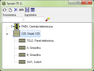 15) Stojak X20 pojawi się w oknie dialogowym Sprzęt.