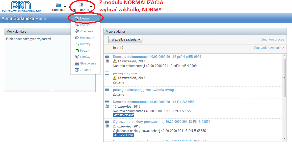 4. Wyszukiwanie norm/projektów Rys.