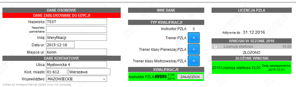 Zweryfikowane wnioski zostaną oznaczone kolorem zielonym. Po rozpatrzeniu wniosku i potwierdzeniu zaksięgowania wpłaty następuje nadanie licencji. 10.