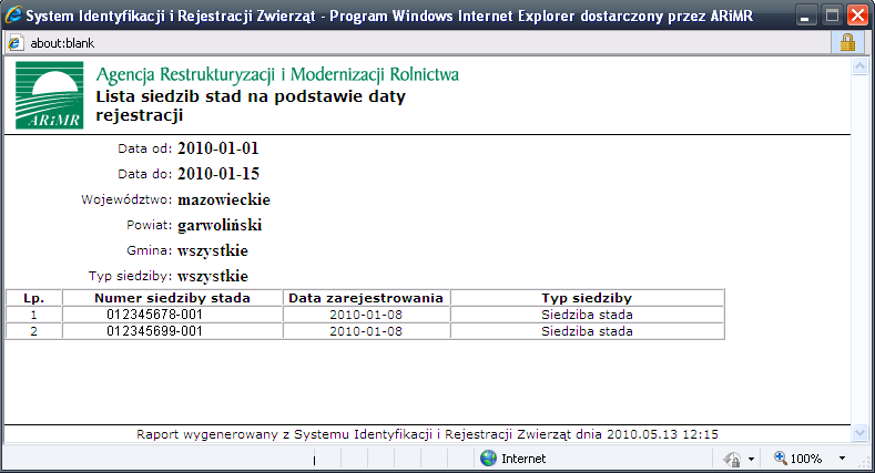 Funkcja [Drukuj] umożliwia wydrukowanie wyniku wyszukiwania wraz z opisem kryterium wyszukiwania (Rysunek 22). Rysunek 22. Wynik wyszukiwania - podgląd wydruku 3.