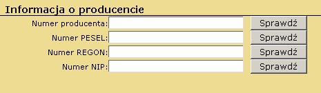 3.2 Informacje o producencie Funkcja Informacja o producencie służy do wyszukiwania danych o producencie.