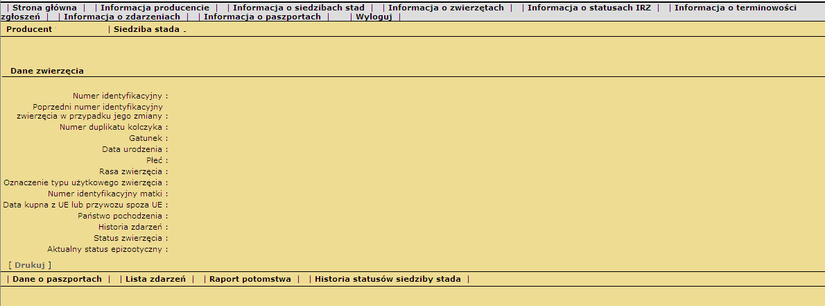 Rysunek 13. Dane zdarzenia Kliknięcie na numer identyfikacyjny spowoduje wyświetlenie danych zwierzęcia (Rysunek 14). Funkcje związane z przeglądem danych o zwierzęciu zostały opisane w rozdziale 3.