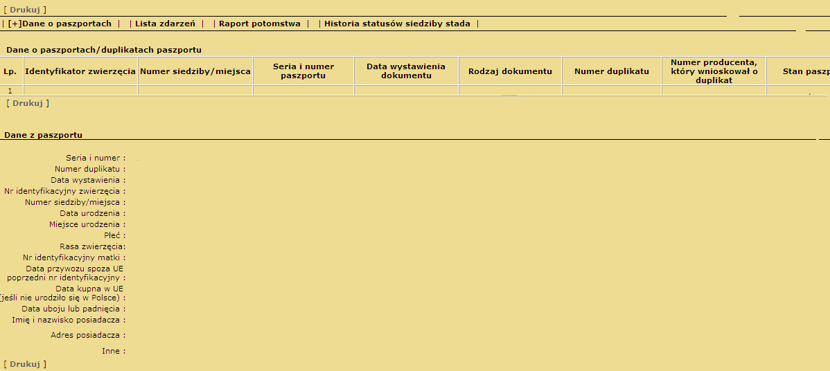 Rysunek 25. Dane o paszportach/duplikatach paszportu Kliknięcie na rodzaj dokumentu spowoduje wyświetlenie dodatkowych informacji znajdujących się na paszporcie (Rysunek 26). Rysunek 26.