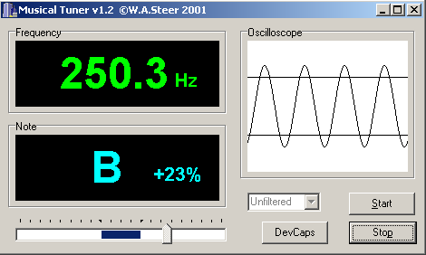 Rysunek 7. Sygnał wyjściowy generatora tonu CTCSS częstotliwość 1000Hz (pomiar kartą dźwiękową w programie Musical Tuner v1.2). Rysunek 8.