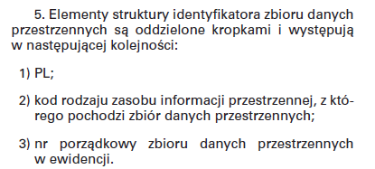 przestrzennazw 1) litery PL, 2) oznaczenia PZGiK, 3) numer porządkowy pod którym ujawnione zostały zbiory w ewidencji zbiorów i usług danych przestrzennych, o której mowa w art. 13 ust.