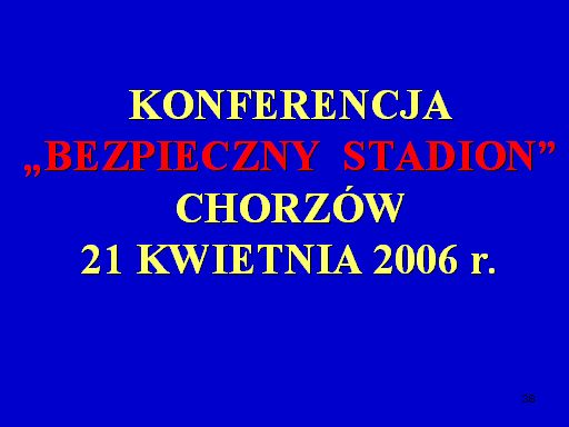 W dniu 21 kwietnia 2006 roku na Stadionie Śląskim odbyła się KONFERENCJA BEZPIECZNY STADION, z udziałem Ministra Spraw Wewnętrznych i Administracji, Ministra Sportu, przedstawicieli wojewódzkich