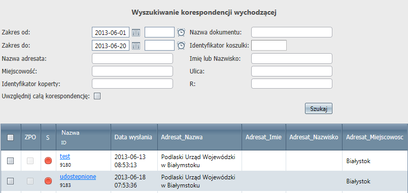 2. Dodano możliwość przejścia do koszulki z wyszukiwarki korespondencji wychodzącej 3.