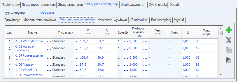 Opis obliczeń sezonowego zapotrzebowania na ciepło na cele ogrzewania i wentylacji pomieszczeń należących do tej strefy, wówczas do tabelki wstawiony zostanie numer i nazwa, a także kubatura V i