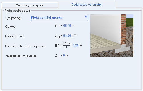 Opis obliczeń współczynnika przenikania ciepła U przegród Na podstawie poniższej tabeli wstawiane są dane do programu Płyta podłogowa na gruncie U B equiv,bf [W/m 2 K] U [m] Bez izolacji podłogi = U