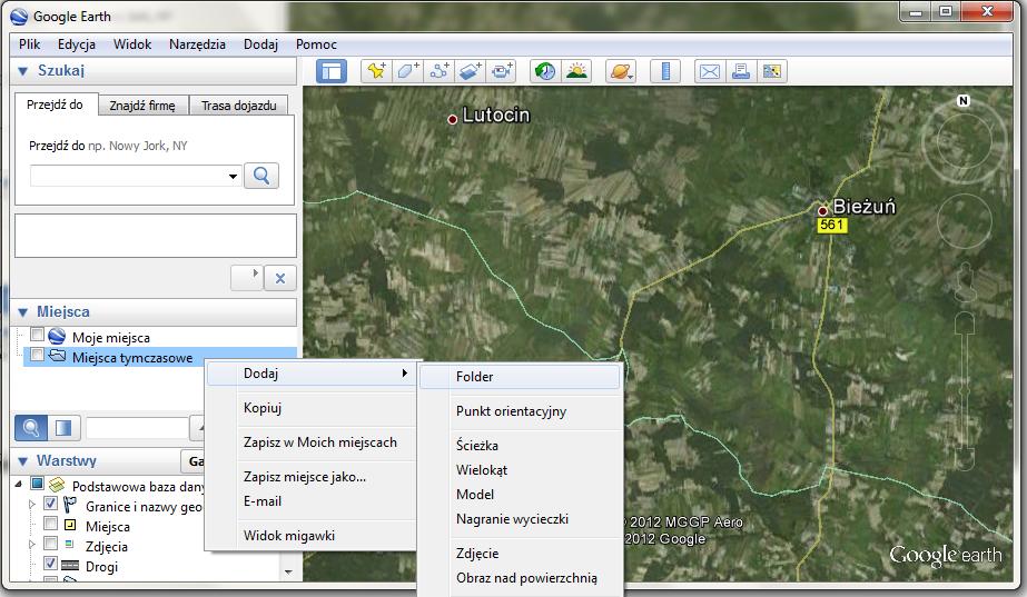 2. Jak utworzyć mapę z punktami korzystając z programu Google Earth? Należy uruchomid program Google Earth.