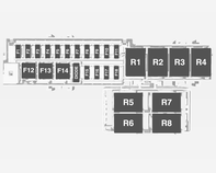 180 Pielęgnacja samochodu Bezpieczniki Obsługa F1 F2 Moduł sterujący układu paliwowego F3 Moduł pasywnego uruchamiania / pasywnego otwierania F4 Podgrzewanie foteli Bezpieczniki Obsługa F5 F6 F7 F8