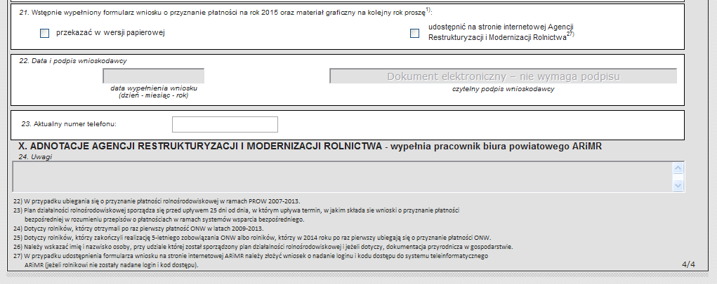 W celu usunięcia działki rolnej należy, podobnie jak na zakładce dla działek ewidencyjnych, zaznaczyd konkretny wiersz w kolumnie Zaznacz wiersz przy działce rolnej, której dane zamierza się usunąd i